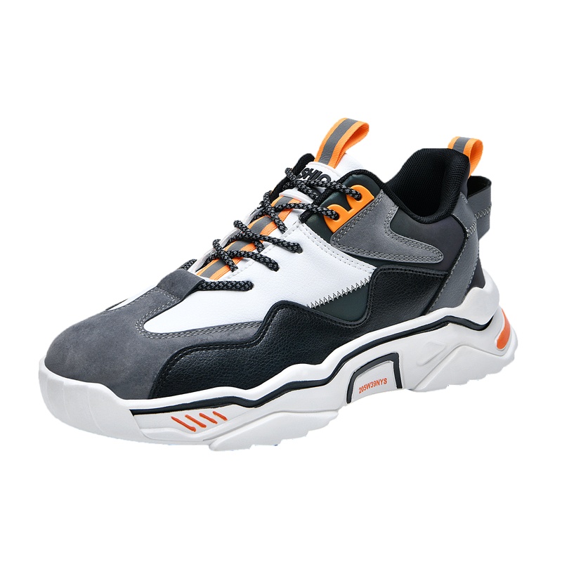 微笑先生（MR SMILE）潮流老爹鞋反光厚底网红韩版增高运动休闲鞋时尚舒适百搭男鞋黑红44