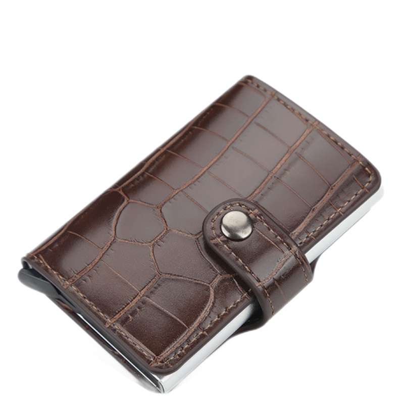 迪嘉乐新款钱包男欧美多卡位搭扣时尚休闲卡套自动弹卡式卡夹