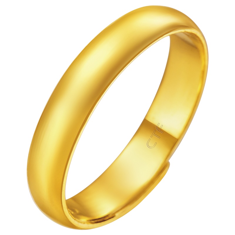 周大福足金金饰品情侣对戒简洁光圈戒婚嫁（工费：58元）计价F30746