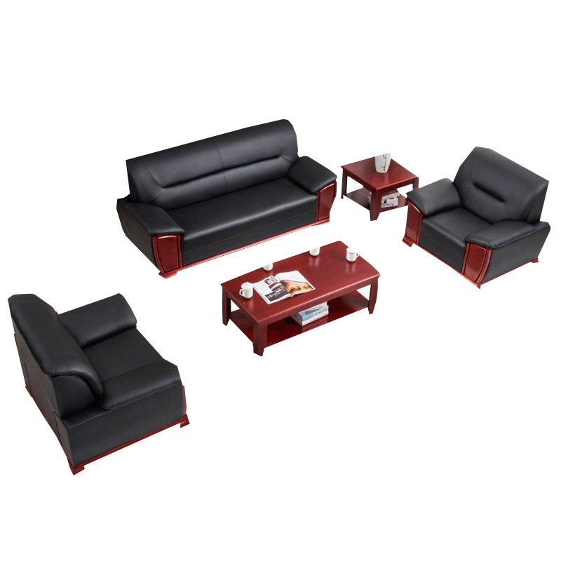 鑫金虎 办公沙发组合会客接待商务洽谈中式西皮沙发