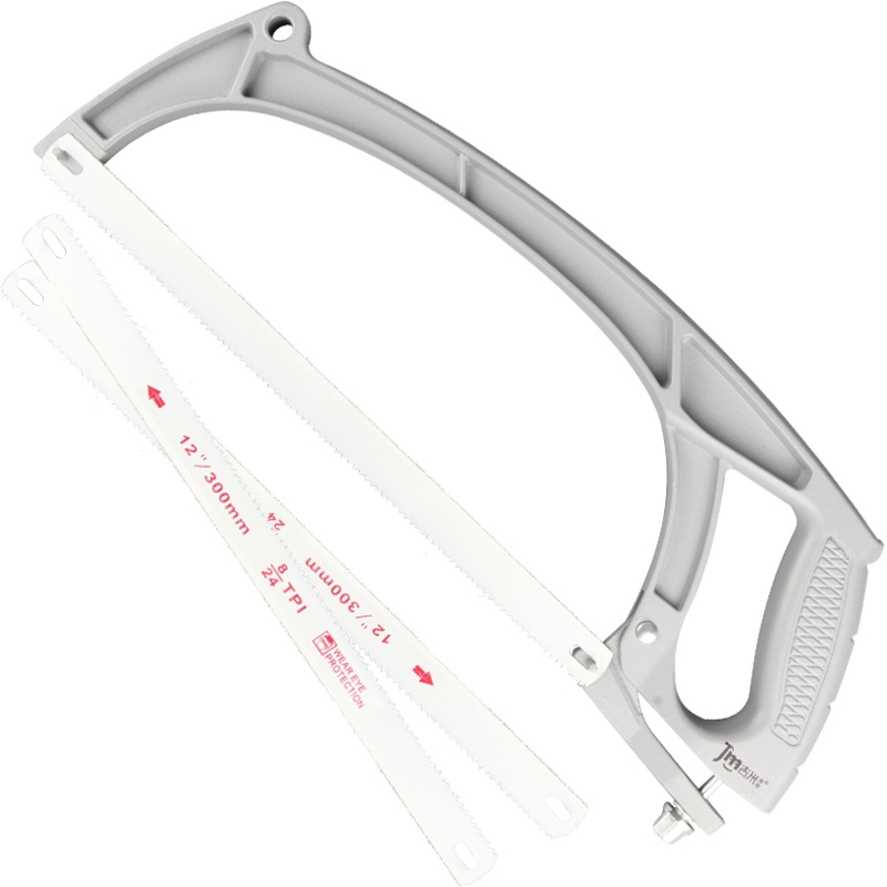 吉米家居 JM-G26212 手工锯子家用木工锯片铝合金锯弓钢锯架木铝两用送3锯条12英寸