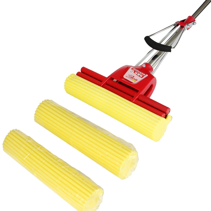 好媳妇 27cm胶棉拖把双滚轮海绵吸水拖把（多带2个棉头）