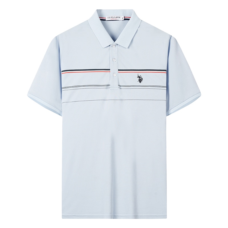 USPOLO ASSN 夏季新款男士polo衫条纹短袖休闲翻领简约百搭男装