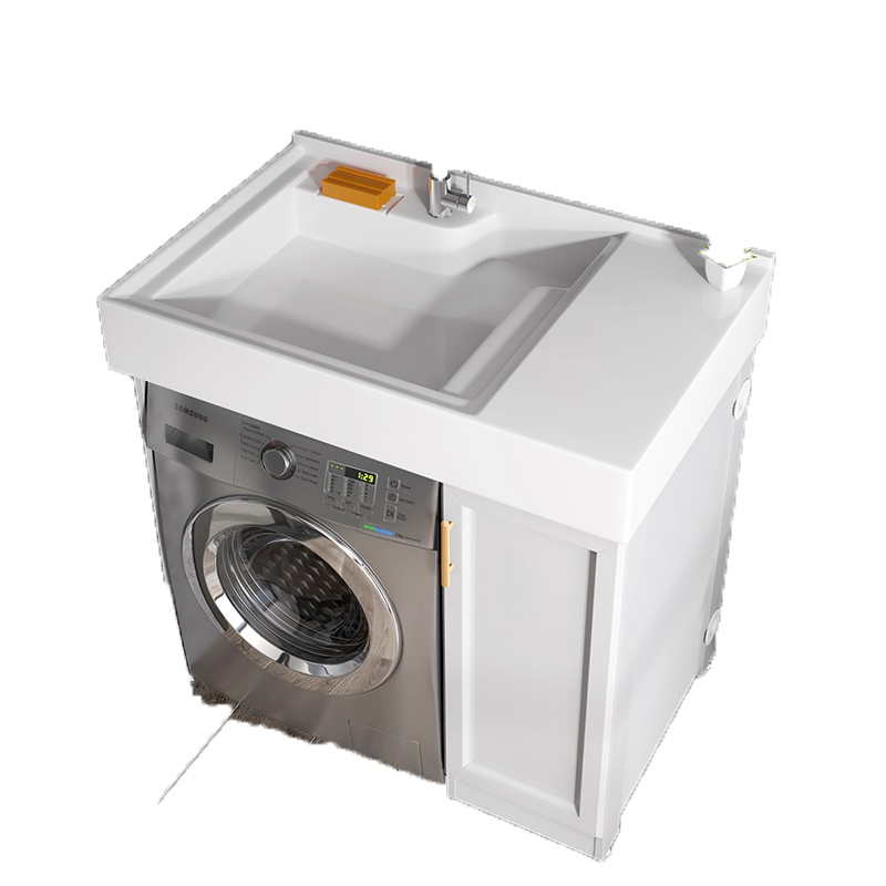 符象定制太空铝浴室柜一体阳台洗衣机柜组合带搓板台盆洗手洗脸柜伴侣_90cm右柜有搓板盆柜颜色可选★易碎品请验货