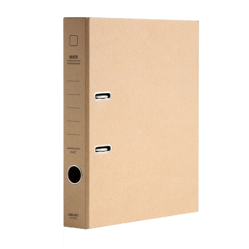 得力(deli)5912牛皮纸快劳夹档案夹 A4/54mm 3只装 活页打孔文件夹资料夹 两孔资料册活页夹