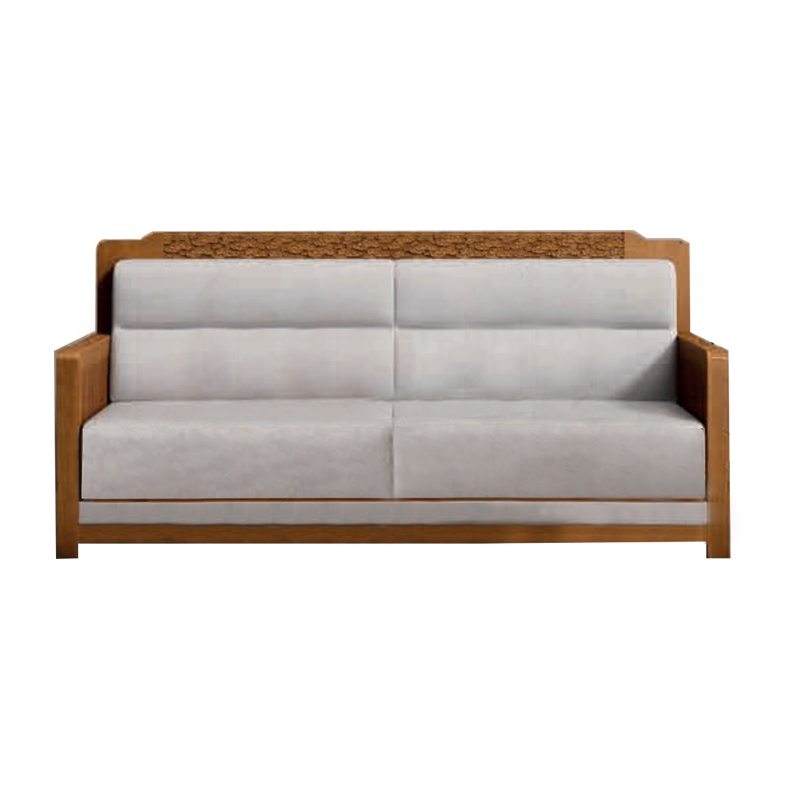 钜晟 酒店沙发新中式西皮沙发1.9米简约胡桃实木三人位接待沙发JSGLZF-1917