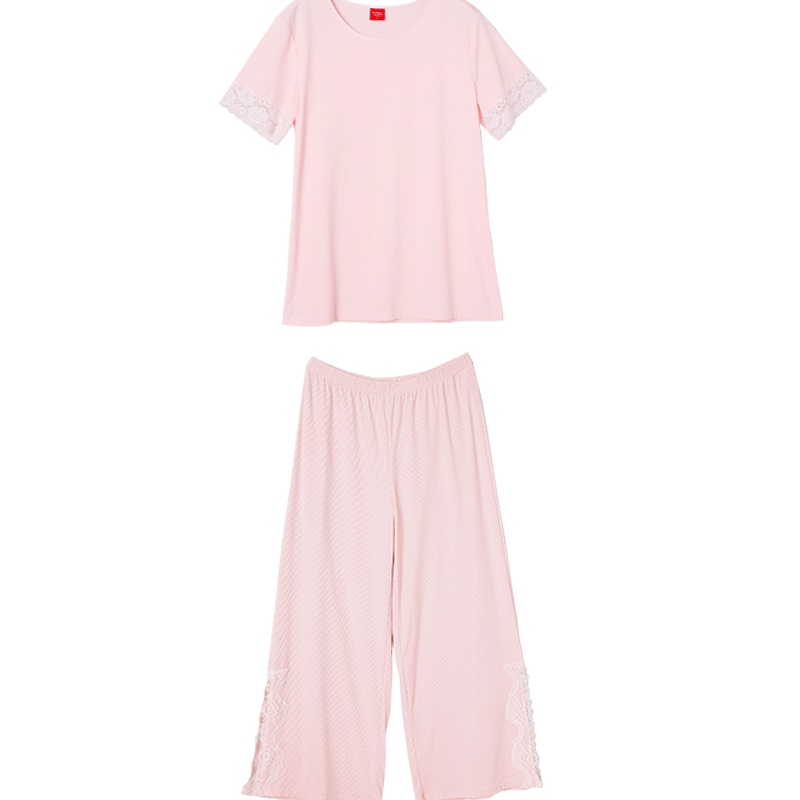 雪仙丽新品女士夏季莫代尔睡衣家居服套装简欧时尚休闲可外穿短袖