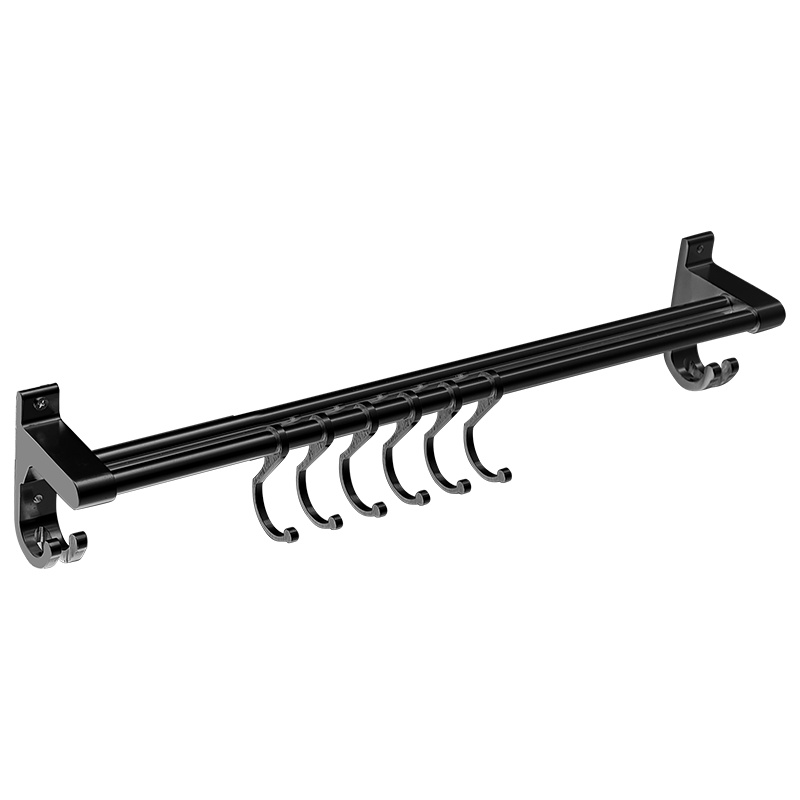 优勤免打孔厨房挂钩架太空铝挂架挂钩式置物架强力粘胶粘钩收纳墙壁挂