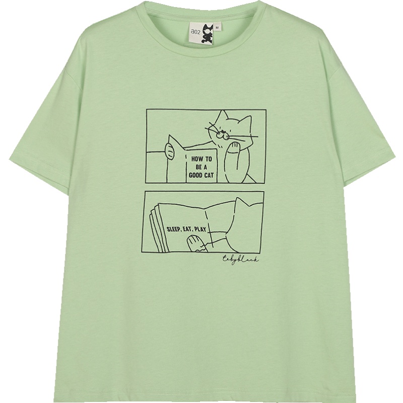 a02新款2020时尚卡通印花春夏简约圆领短袖T恤女DTV2C0111KT