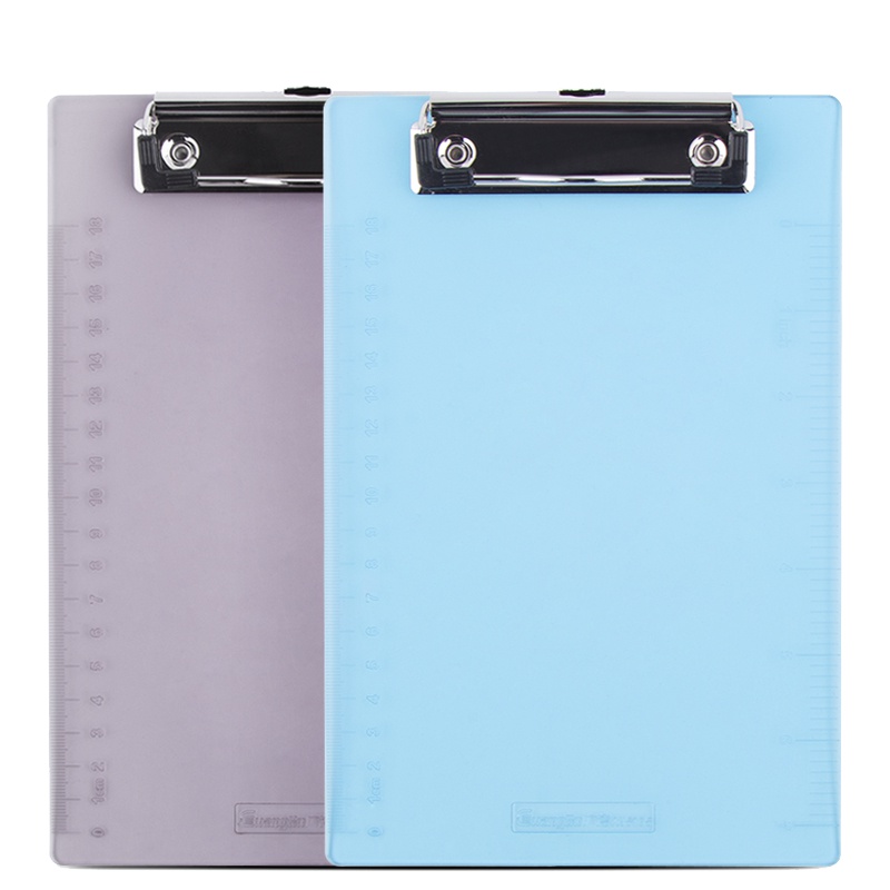 广博(GuangBo)WJ6106 A5平夹板夹2个 书写夹 塑料透明夹板 文件夹板带刻度 颜色随机