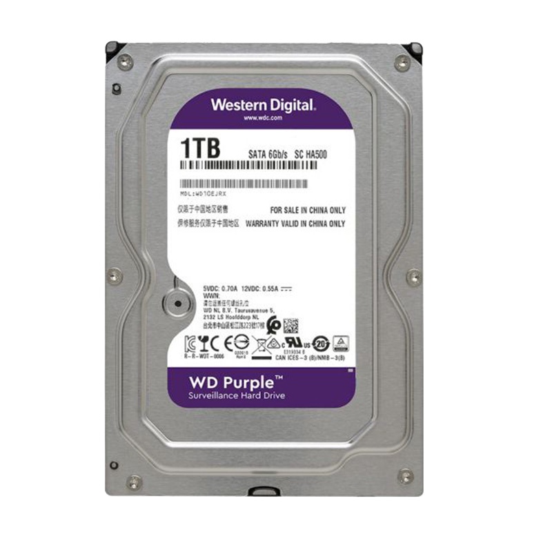 西部数据(WD)紫盘 1TB SATA6Gb/s 64M 监控硬盘(WD10EJRX)
