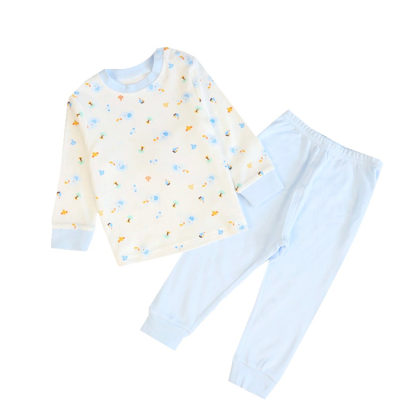 安笛贝乐婴幼儿童通用童装春秋蓝色秋衣秋裤儿童男女童内衣套装50%棉50%莫代保暖宝宝混色印花睡衣女孩学生80-120cm
