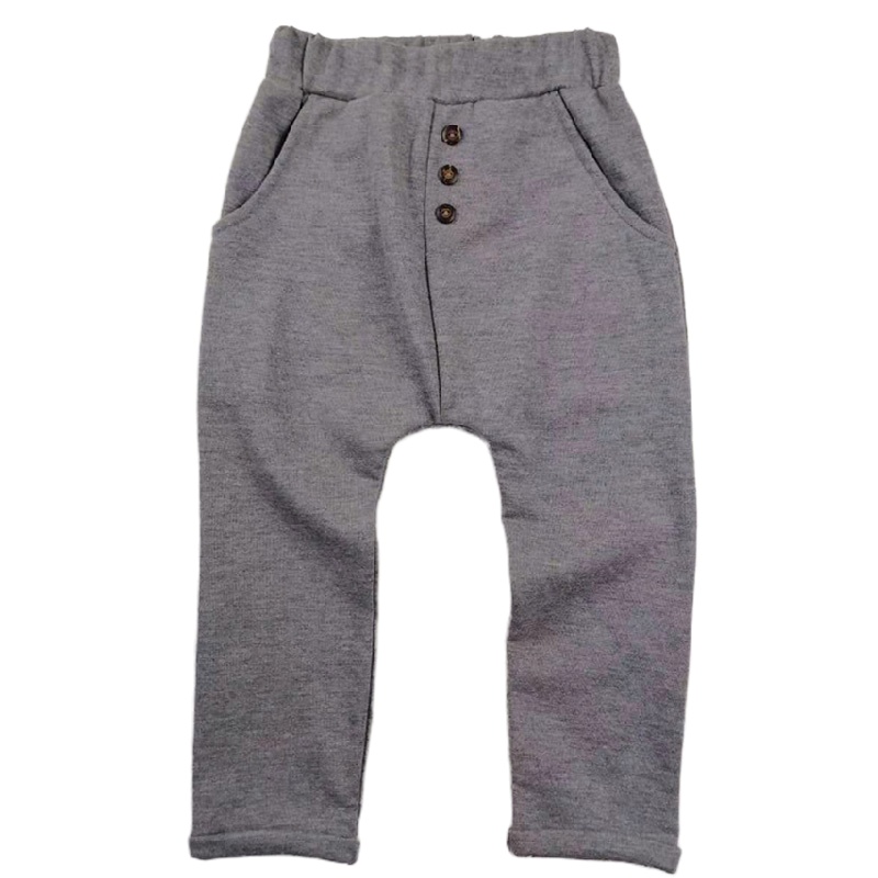 安笛贝乐卷边卫裤儿童长裤春秋款毛圈童裤灰色90-130cm