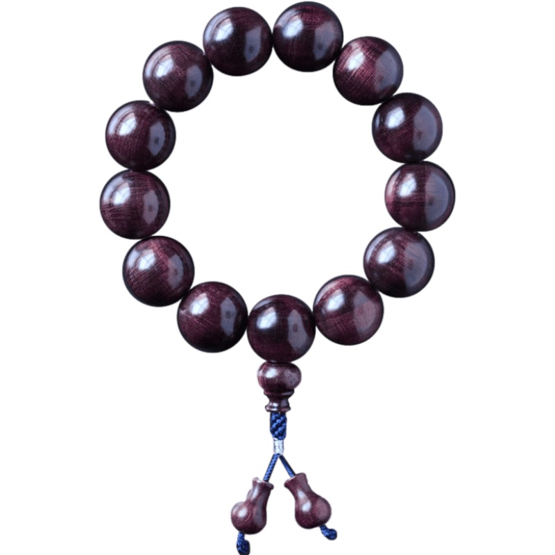 梵心阁 海南黄花梨手串 紫油梨送礼手链 满山水纹 佛珠手串 老料油梨 男女手链 木手串 1.8紫油梨