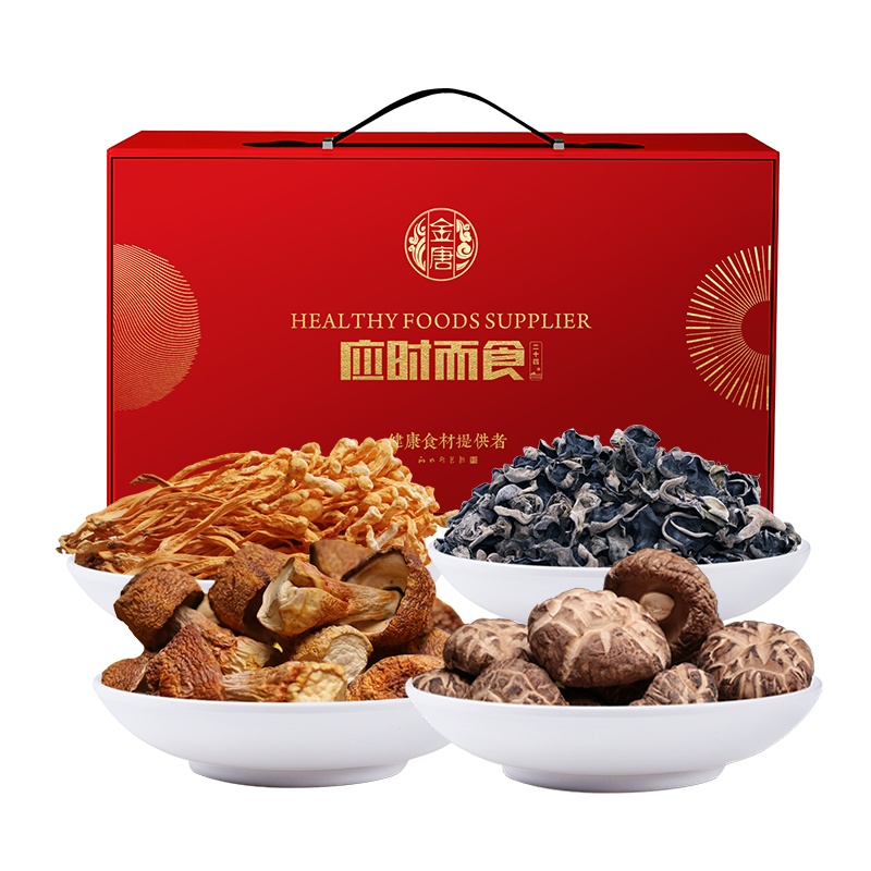 金唐年货礼盒菌菇干货 高档团购应时而食500g过年送礼特产礼盒装
