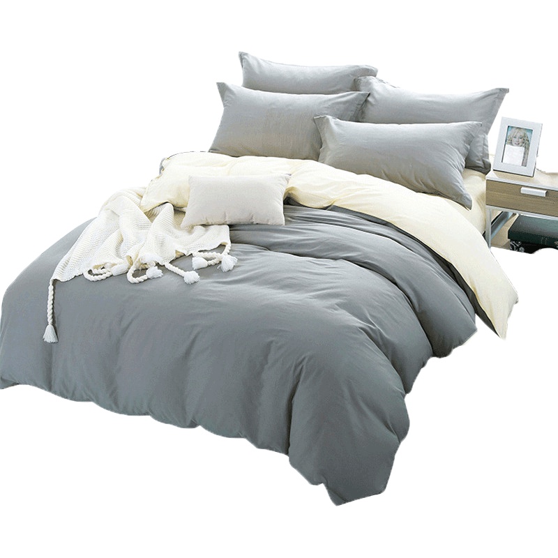 南极人(NanJiren)家纺 纯色纯棉三四件套多尺寸全棉绗缝床品套件 床上用品1.2m床1.5m床1.8米床被套床单