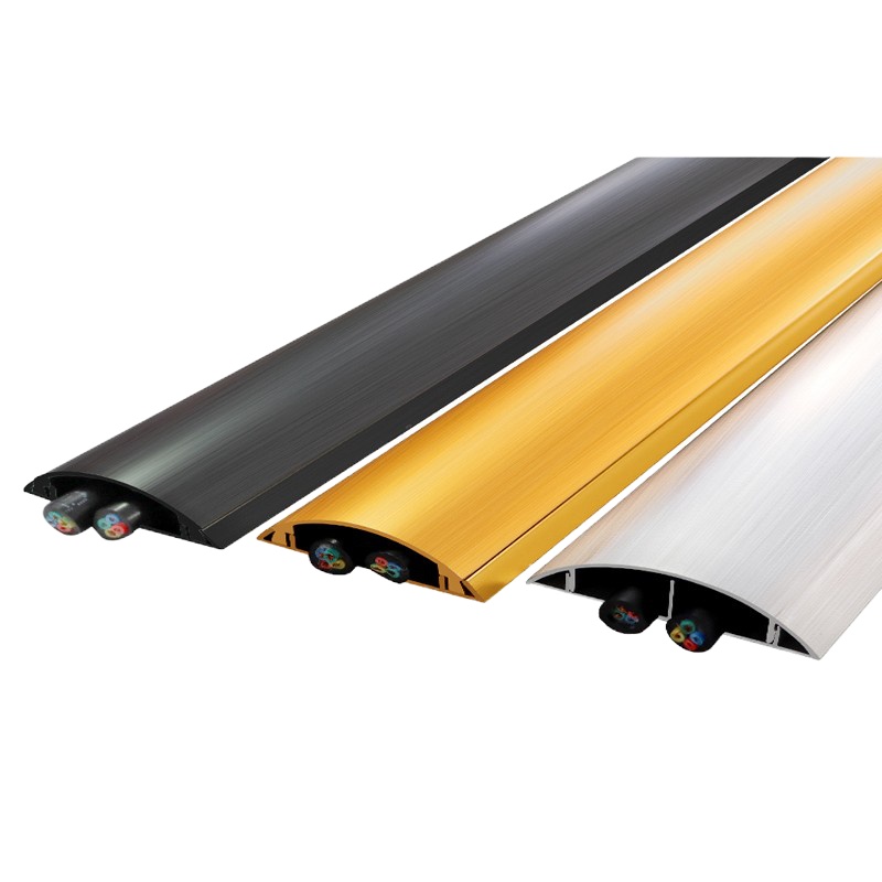 明线铝合金半圆地线槽贴地面弧形防踩走线槽神器家用不锈钢线槽 铝合金线槽银色4号