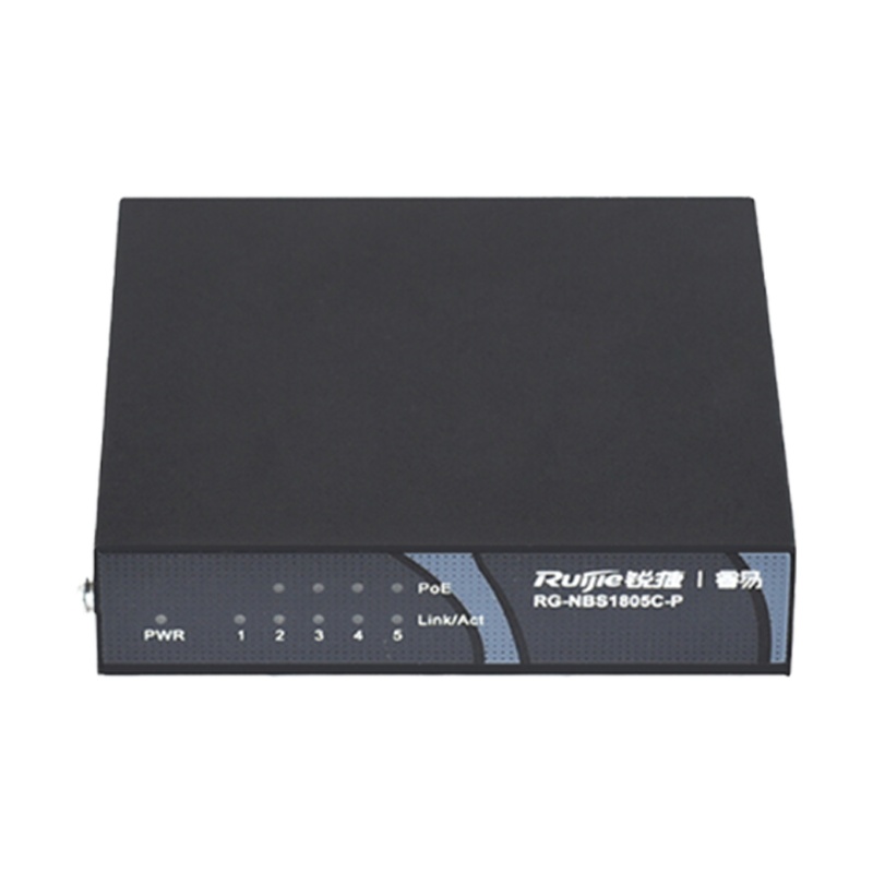 睿易 RG-NBS1805C-P 企业级5口百兆安防监控专用POE供电交换机