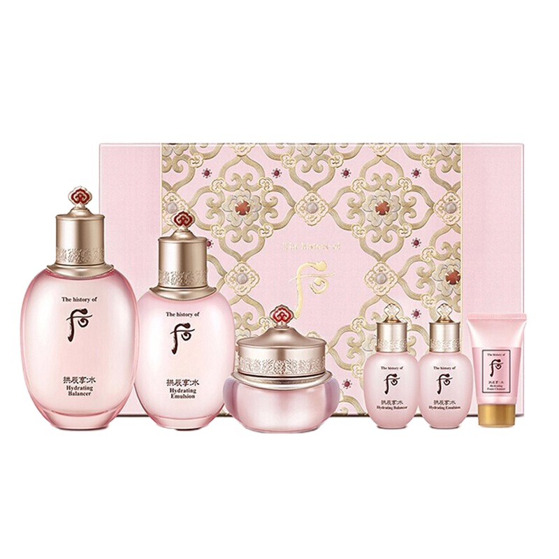 韩国 Whoo后套装套盒 拱辰享水妍水乳面霜六件套装 水妍系列套盒 女士面部护肤化妆品 平衡控油 减缓肌肤[假一赔十]