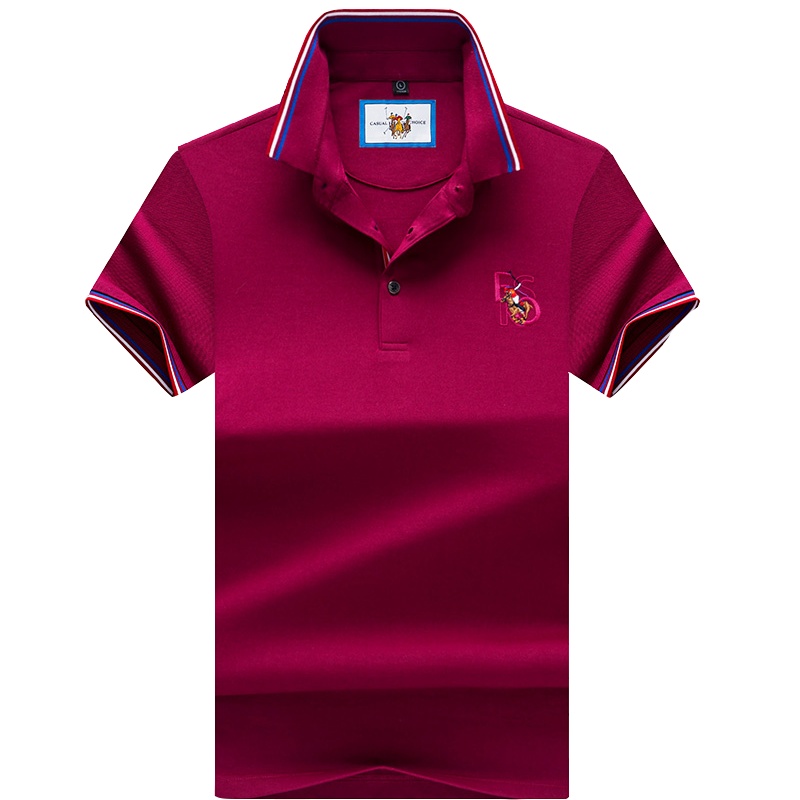 夏季翻领新款短袖透气舒适纯色刺绣POLO衫