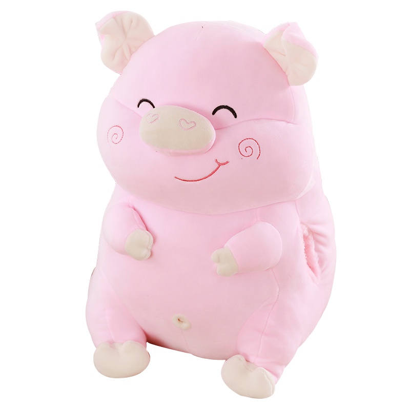 鸱吻福猪抱枕猪猪抱枕毛绒玩具男孩女孩玩具生肖生日礼物45cm 粉色 插手款