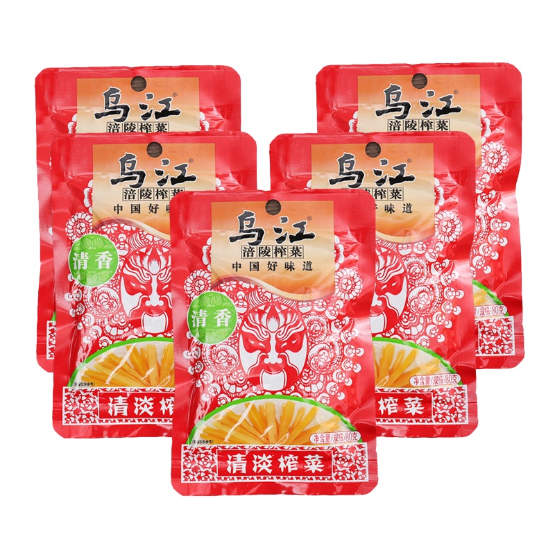乌江 清香清淡榨菜80g*5袋 重庆涪陵榨菜酱菜下饭小菜 新老包装交替发货