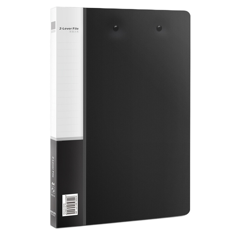 得力 A4金属双强力夹硬文件夹 5302 黑色 12只装