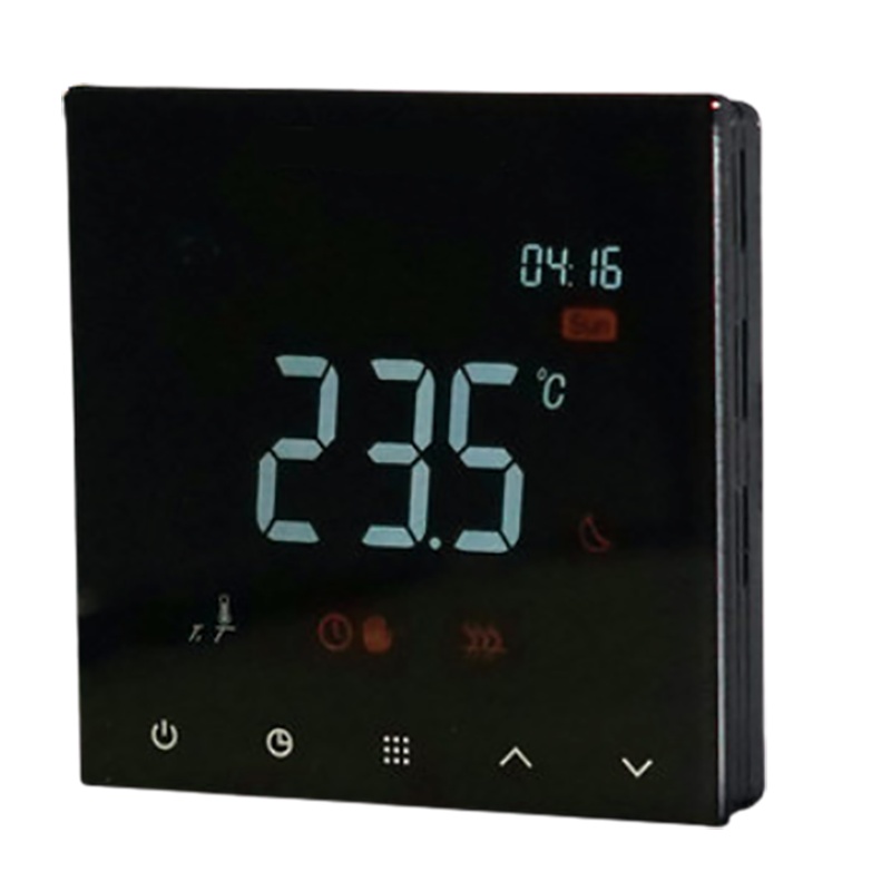 壁挂炉法耐温控器地暖电动阀温控开关触摸彩屏手机控制 全黑面板_手机控制