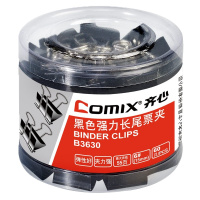 齐心comix B3630黑色长尾票夹 6# 15mm 60只/筒