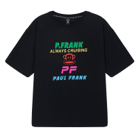 大嘴猴夏季新款短袖T恤女夏装纯棉黑色卡通印花潮