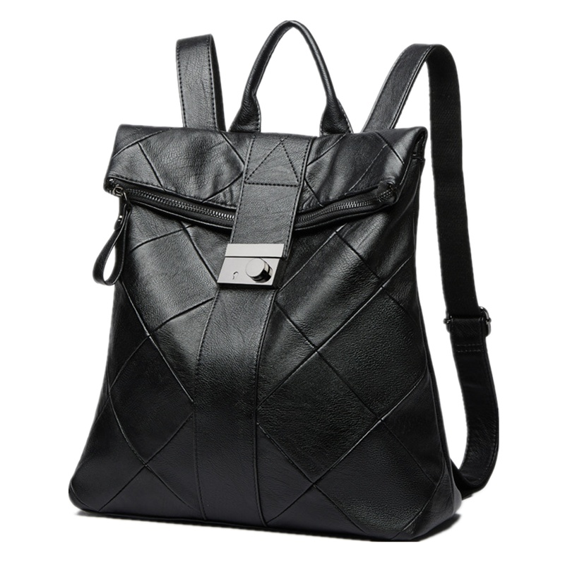 菱格三宅世家(MVO MVO LGSZSJ)时尚双肩包女2020新款软皮大容量旅行包包百搭学生书包背包潮