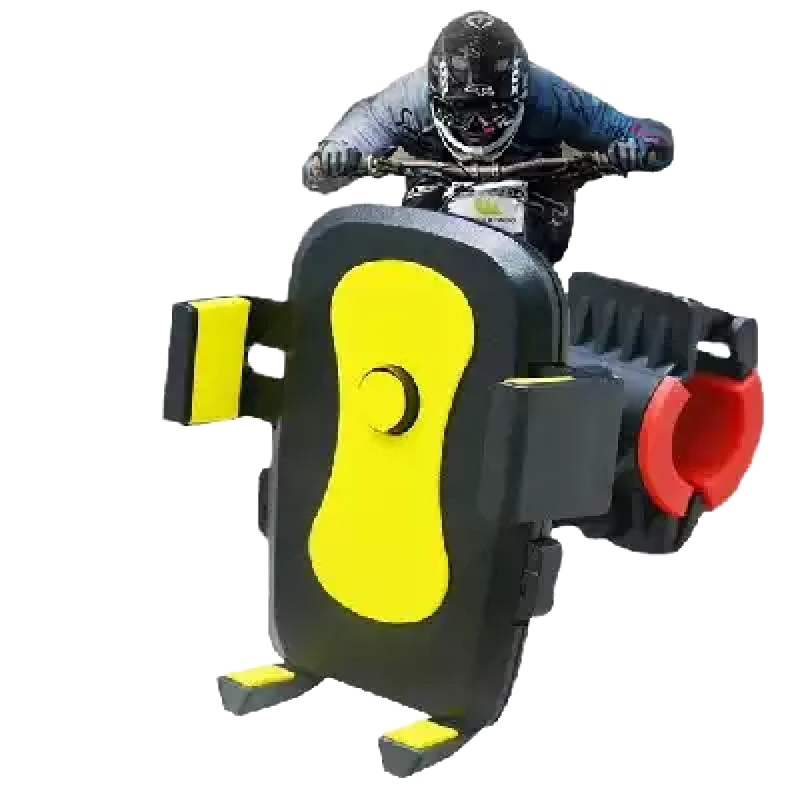 火豹摩托电动车手机支架USB充电器防水防摔震外卖通用车载自行车导航 普通款支架不加绑带黄手机支架手机座