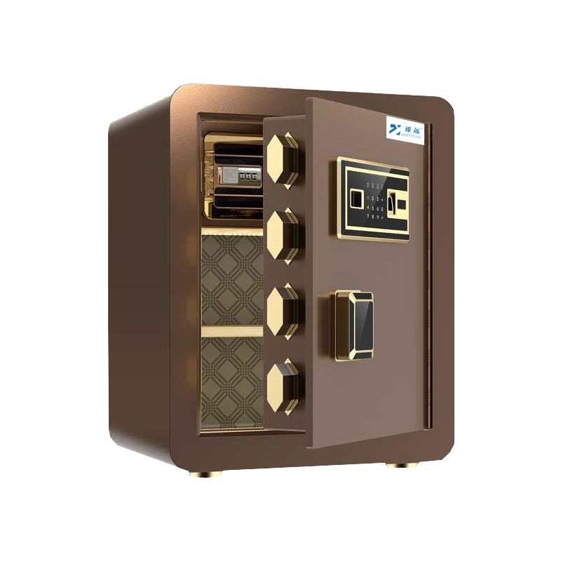 臻远全钢实心防盗保险柜 高45cm指纹款咖啡金色