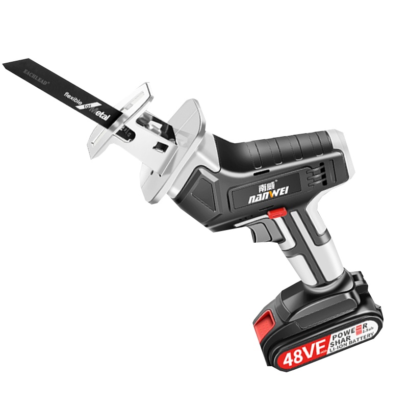 南威电锯家用切割机伐木锂电往复锯户外小型手持充电式电动马刀锯 48VF锂电往复锯1电1充塑箱