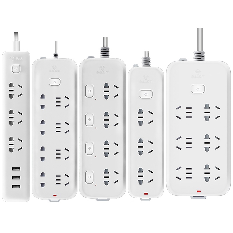 BULL公牛国标B5220(S）全长3米四插位总控开关带儿童保护门居家用办公插座/排插/接线板/拖线板/插排白色