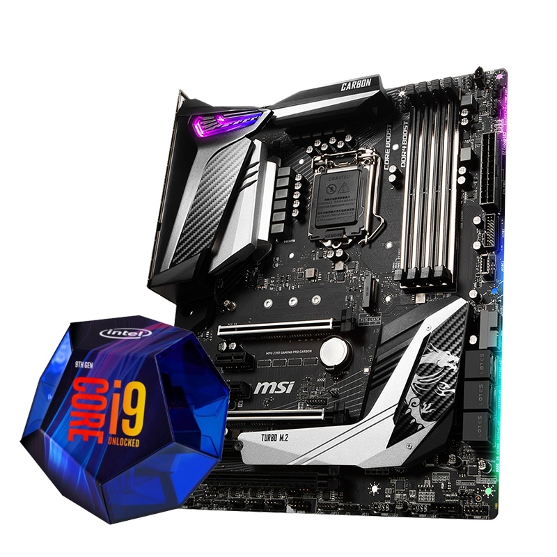 微星MSI Z390搭英特尔i9 9900KF台式电脑游戏主板CPU套装9900K旗舰店