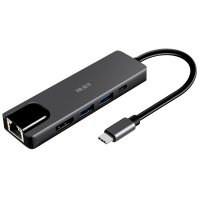 晶华 Type-C扩展坞 USB-C转HDMI转接头网线接口转换器苹果雷电华为笔记本电脑PD充电USB五合一Z325