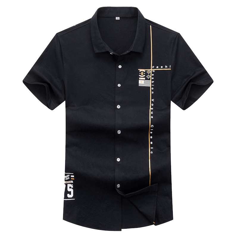 雅鹿男装男士短袖衬衫男夏季修身商务休闲衬衣 17507