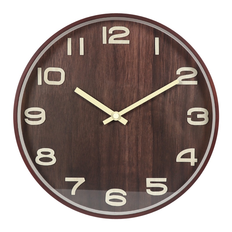 极客库GEEKCOOK新中式木质14英寸挂钟静音客厅办公古典时钟表复古中国风石英挂表GK100054