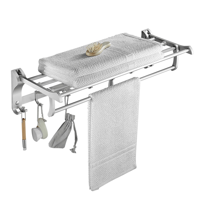贝凯卫浴五金挂件太空铝挂毛巾架浴巾架浴室卫生间免打孔置物架壁挂