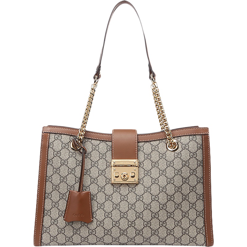 GUCCI 古驰 女士 BORSA PADLOCK系列人造帆布经典GG印花中号手提单肩包 479197 KHNKG