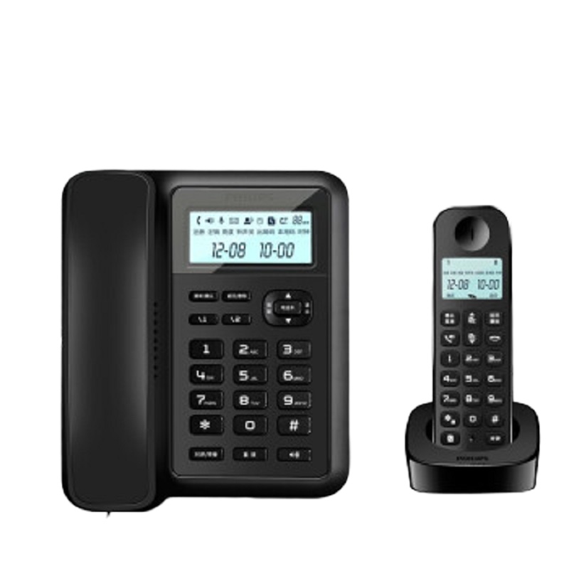 飞利 浦 数字无绳电话机 无线座机 子母机 办公家用 信号覆盖广 DCTG167 黑色