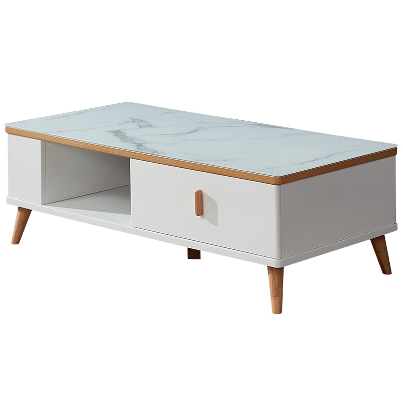 抢全友家居 北欧简约茶几电视柜组合 钢化玻璃台面 电视柜多动能可伸缩 实木柜腿DW1001