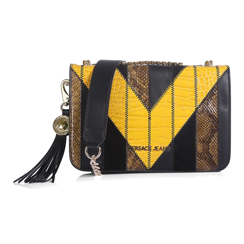 VERSACE JEANS范思哲女士黑色聚酯纤维拼接挎包 E1VSBBP1 70717 ML0