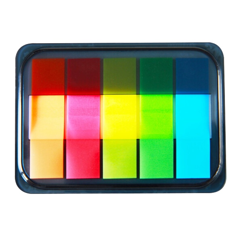 得力 9060 荧光膜指示标签贴 44*12mm抽取式便利贴便签条记事贴 44*12mm100张 5色