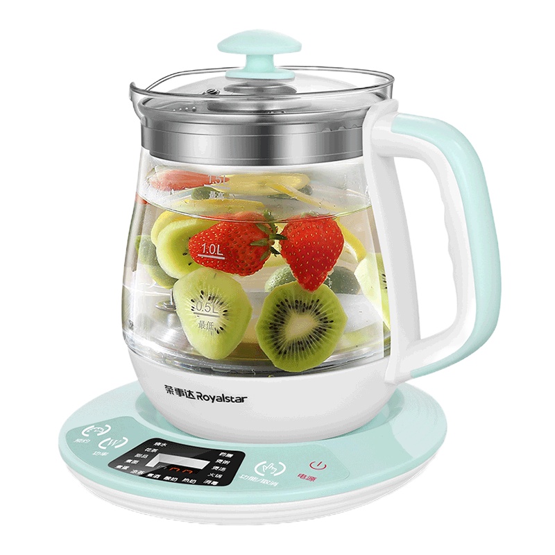 荣事达(Royalstar) 养生壶煎药壶中药玻璃加厚多功能1.5L超薄面板YSH1589A 升级款粉蓝