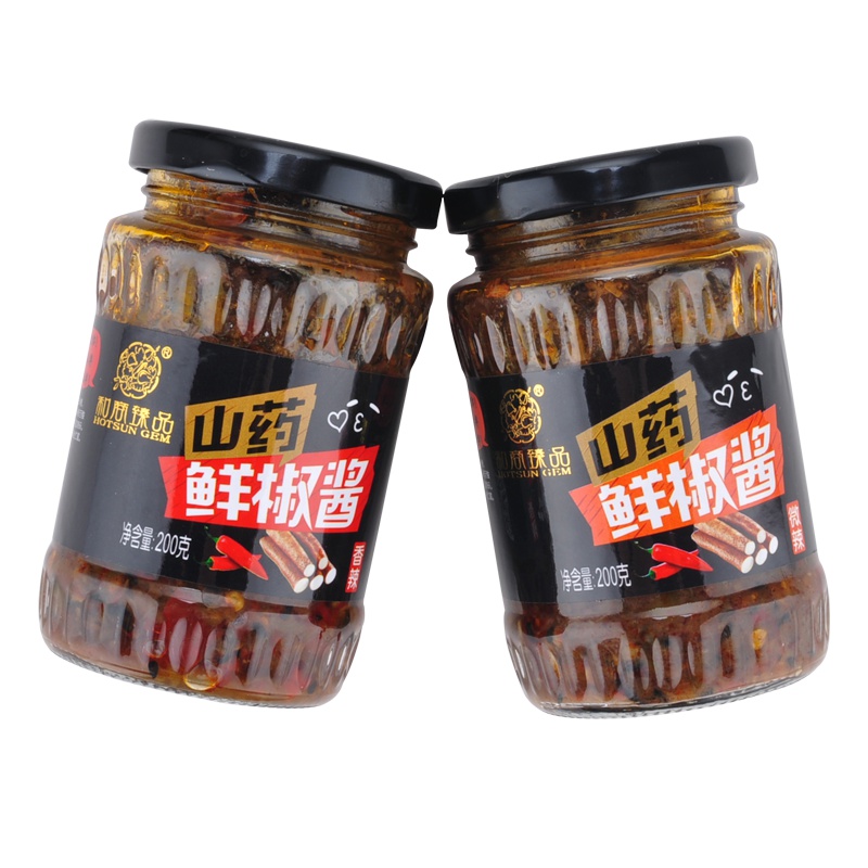 和商臻品山药鲜椒酱(2瓶微辣+2瓶香辣),新鲜山药配香辣鲜椒,味道美味可口、营养健康