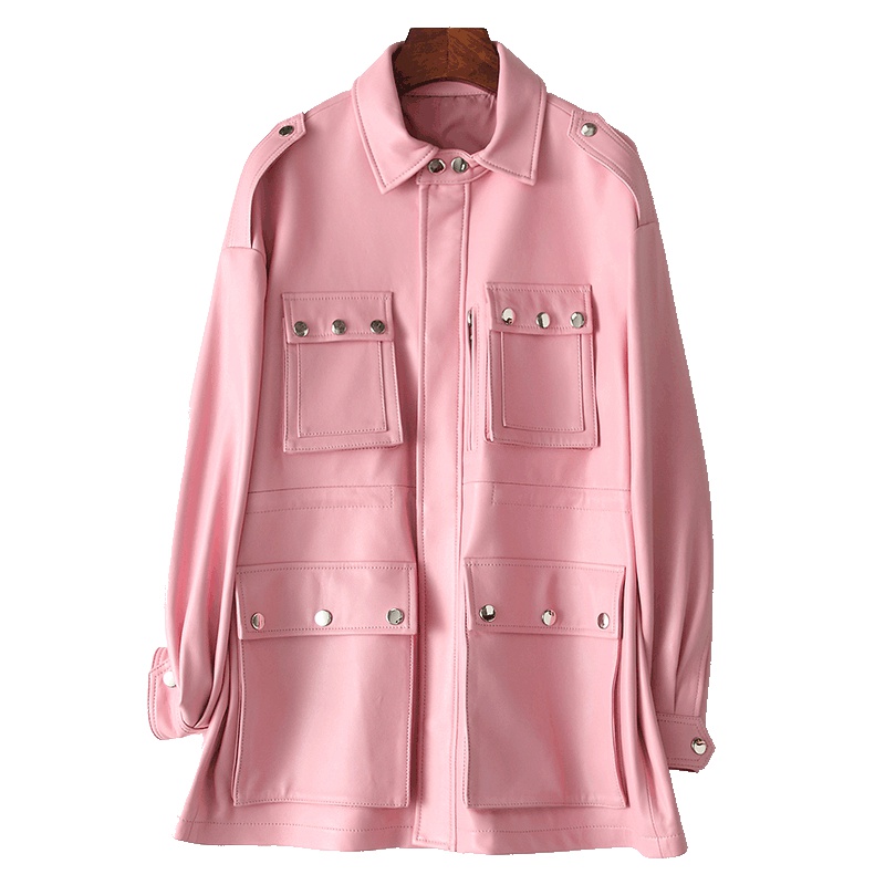 憨厚皇后 海宁新款真皮皮衣女装2019春季休闲长款绵羊皮韩版外套W