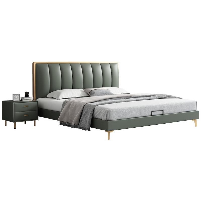 恒享家 床 北欧皮艺床主卧双人床现代简约轻奢极简小户型皮婚床 MS935#