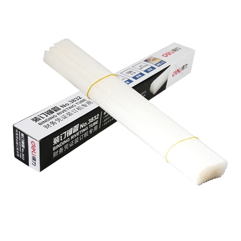 得力(deli)3832 5mm装订铆管100支/盒 5mm*500mm装订器用热熔胶管 尼龙管塑料管装订机